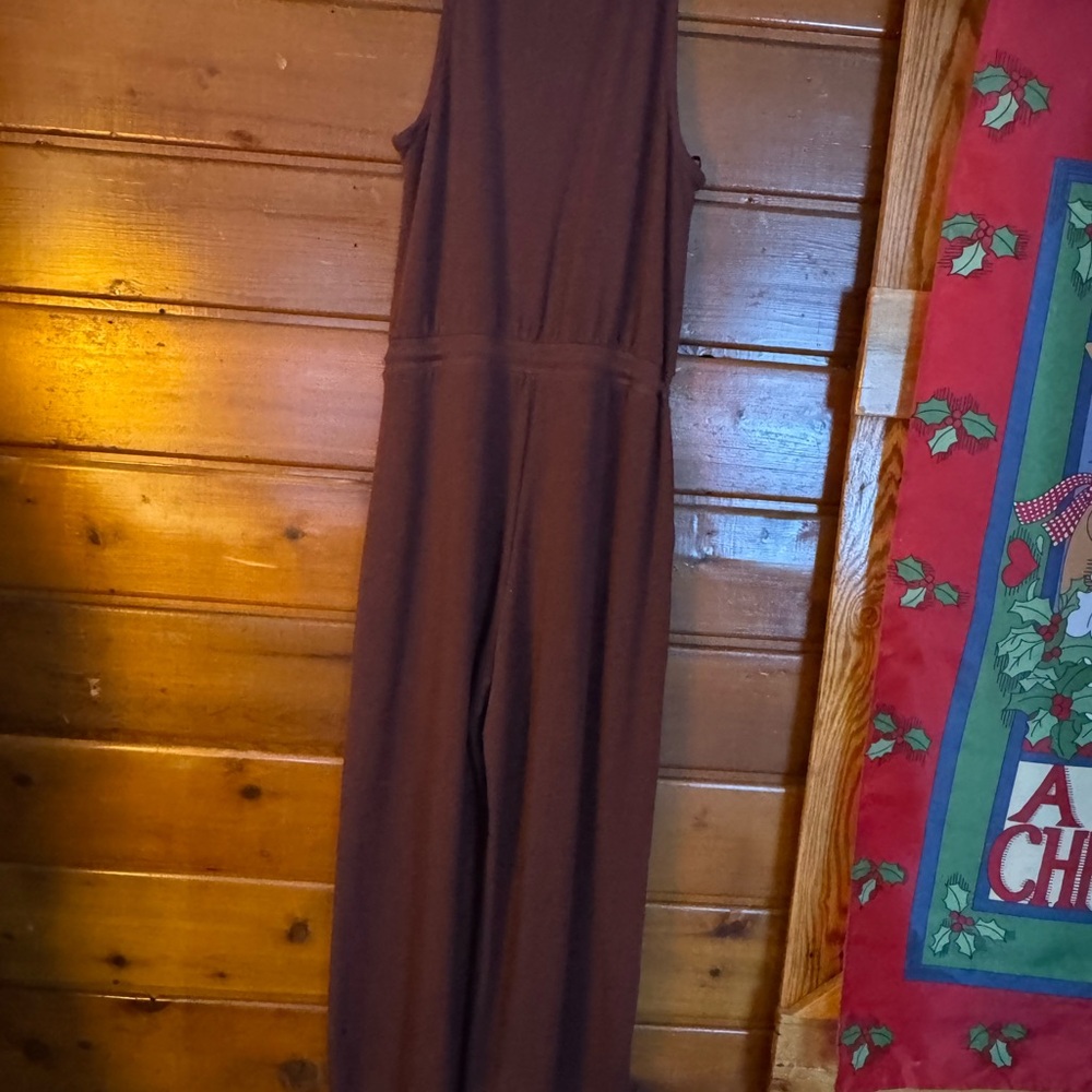 ATHLETA NWOT Abstract Brown Wide-Leg Jumpsuit Large - Picture 4 of 6